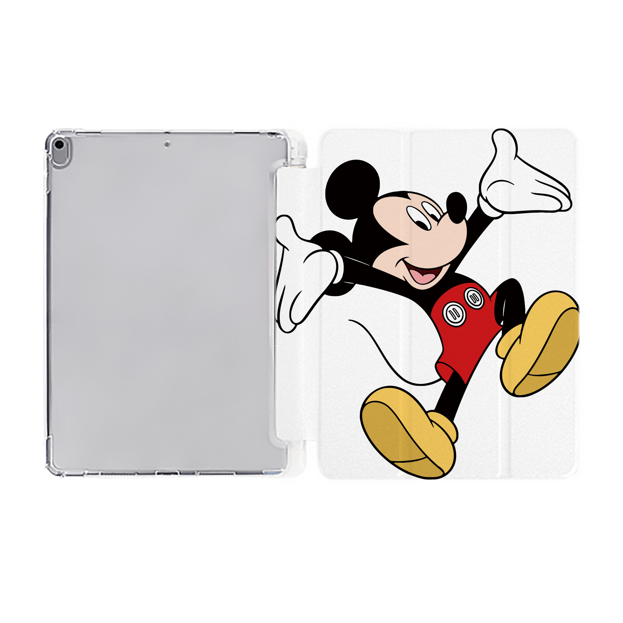 （画像用） ミッキーマウス Mickey Mouse IPad ケース ペン収納付き 三つ折りスタンド PUレザー×シリコン 対応機種9.5/10.5/10.9インチ